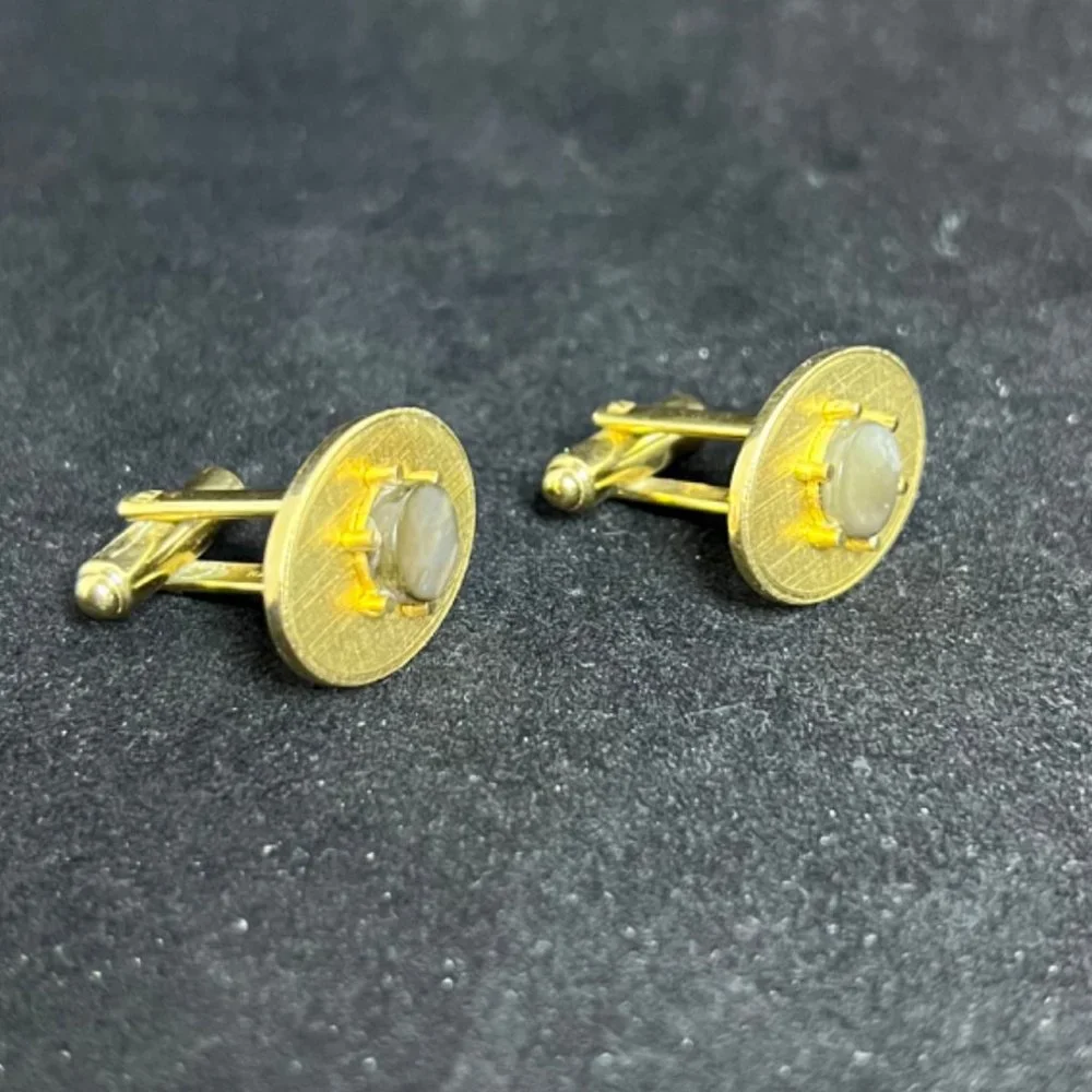 Vintage Hayward Gold Tone Faux Abalone Cufflinks (3020)